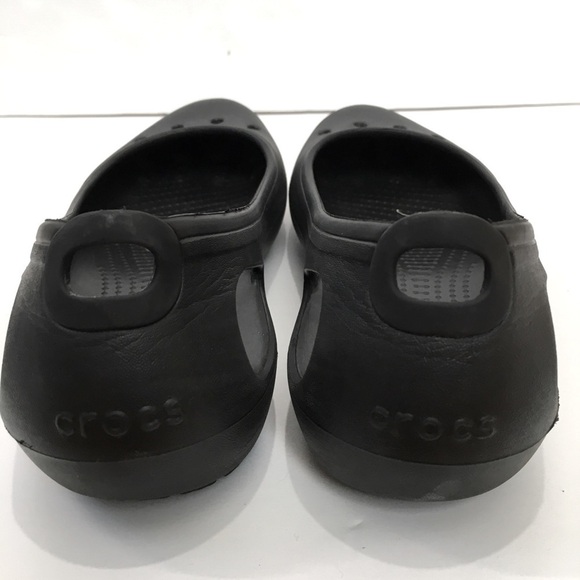 Crocs Kadee Cutout Details Slip On Comfort Black Rubber Slip On Ballet Flats - Picture 8 of 14